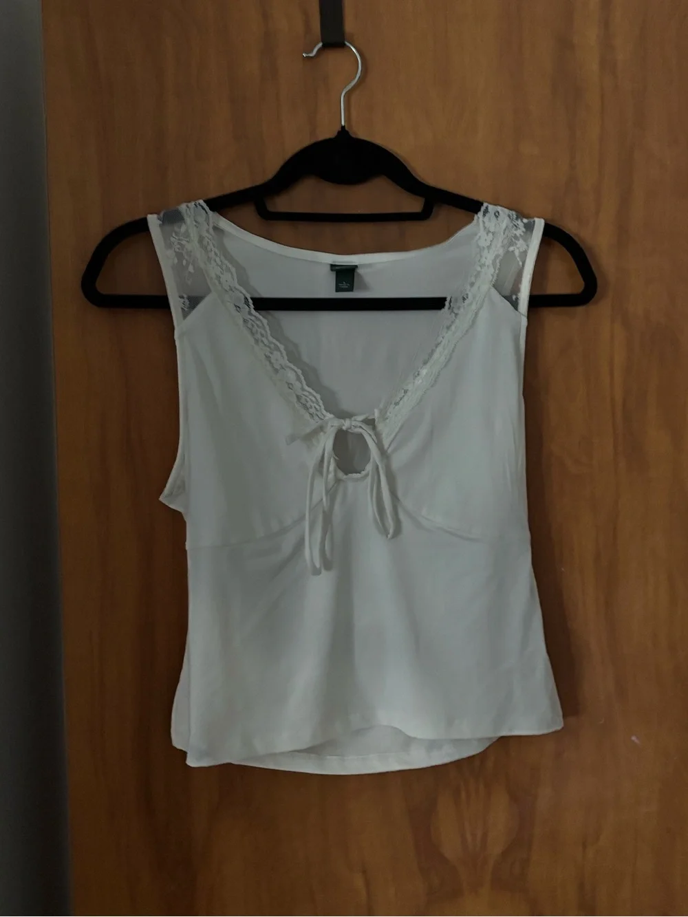 wild fable White Lace-Trim Sleep Chemise with Tie Front